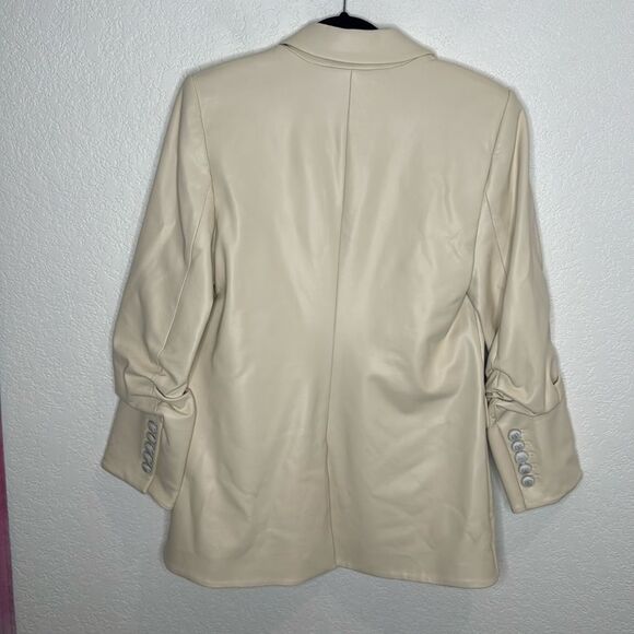 VERONICA BEARD Beacon Faux Leather Dickey Blazer in Ecru Size 8 Revolve - Picture 5 of 14